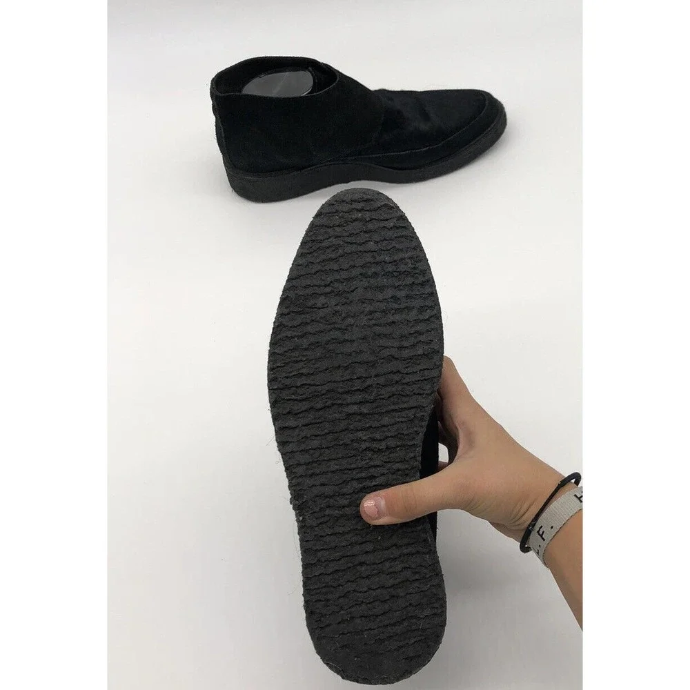 All Saints Mens Black Boot Double Monk Crepe Sole 43 us 9 9.5 Leather Suede Hair